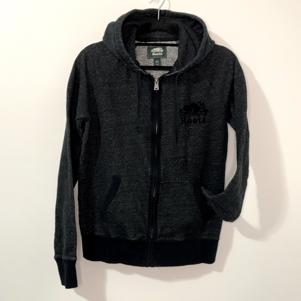 Roots Women Black Marled Hoodie